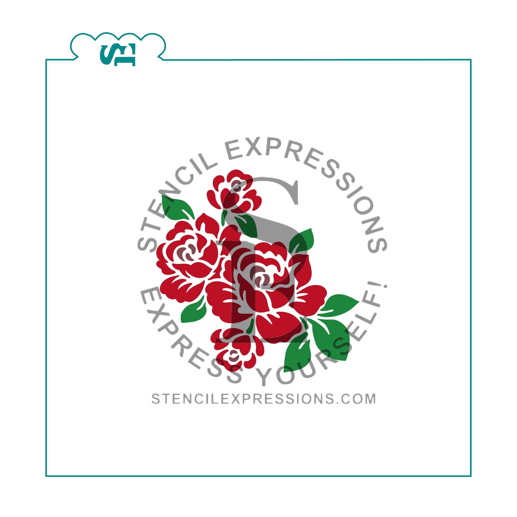 Roses Cluster 3-Layer Stencil Set Digital Design (CHOOSE Cookie or Craft Size)*