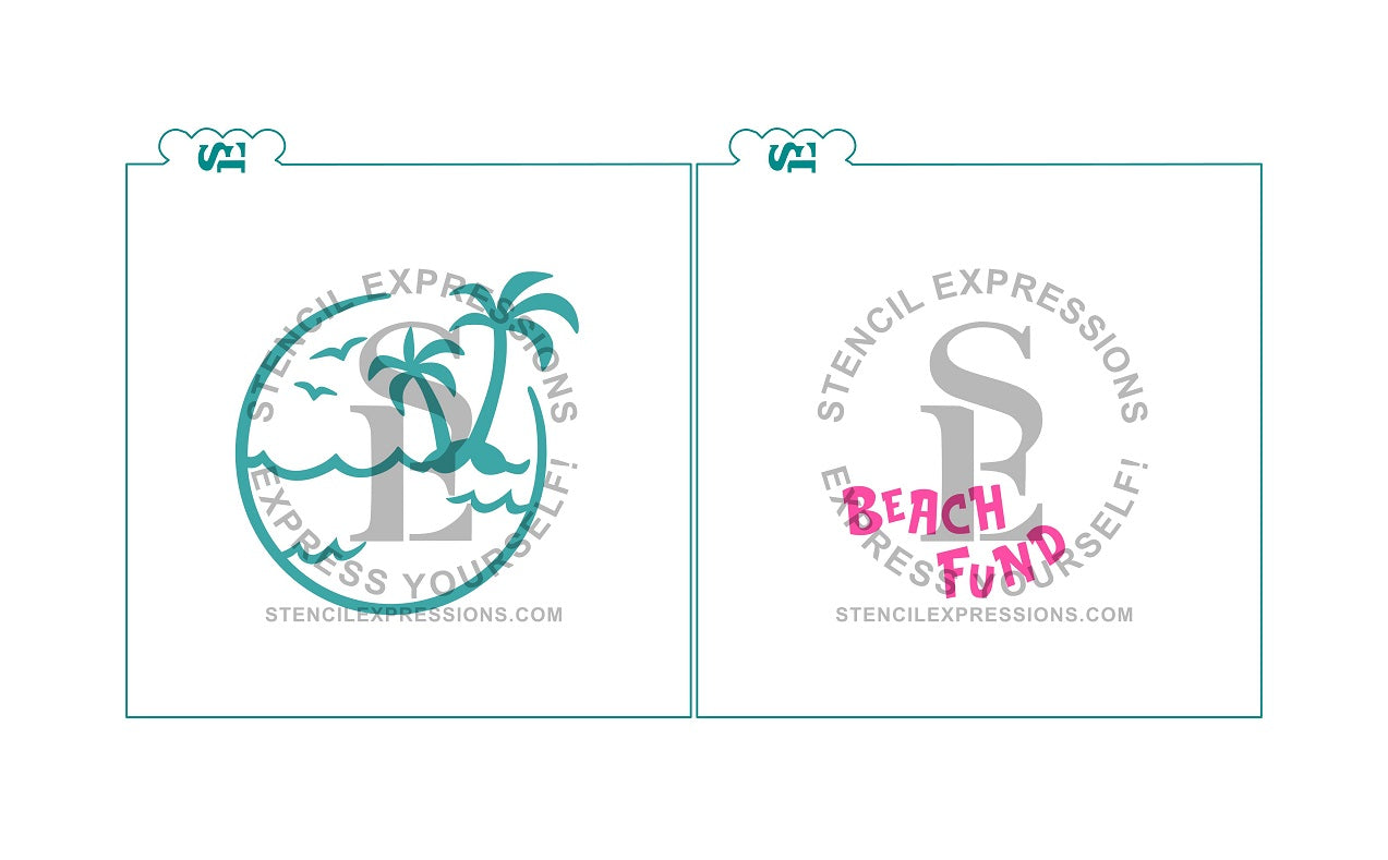 Beach Fund Single and 2-Layer Vinyl or SILKSCREEN Stencil Set Digital Design*