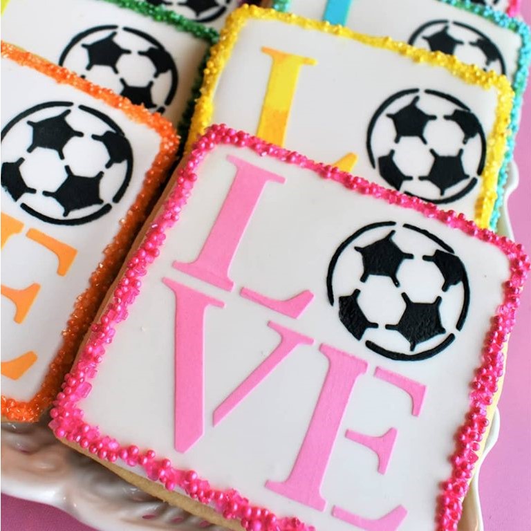 LOVE Soccer Stencil for Cookies, Cakes & Culinary