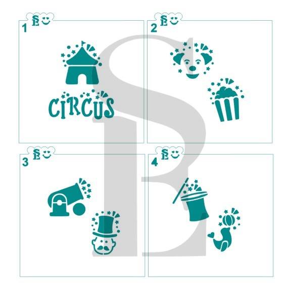 Circus Icons #1-4 Stencil Bundle Digital Design