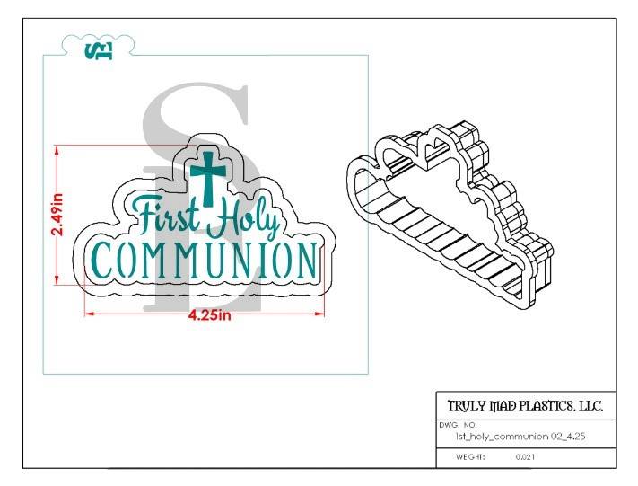 First Holy Communion with Cross Digital Design Cookie Stenc
