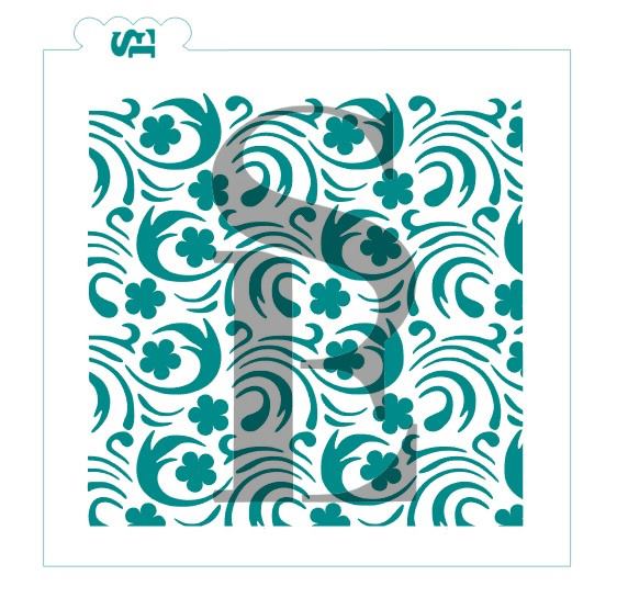 Floral Wave Cookie Stencil Background