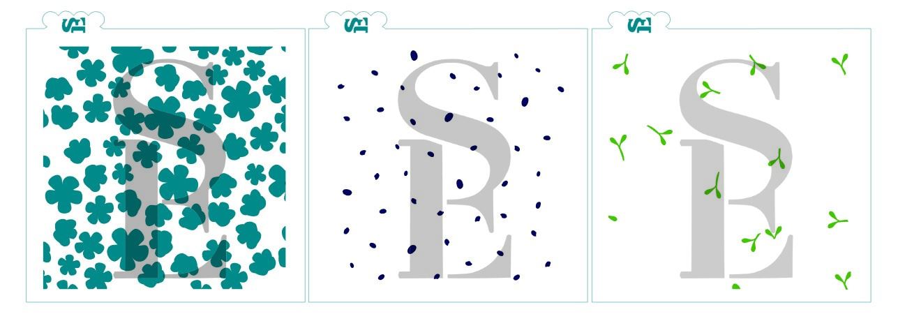 Grandma's Garden, Three-Layer Background Digital Design Cookie Stencil