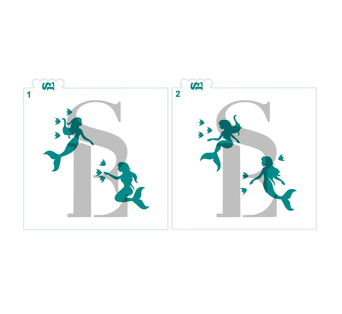 Mermaid Silhouette Stencils Set of 2