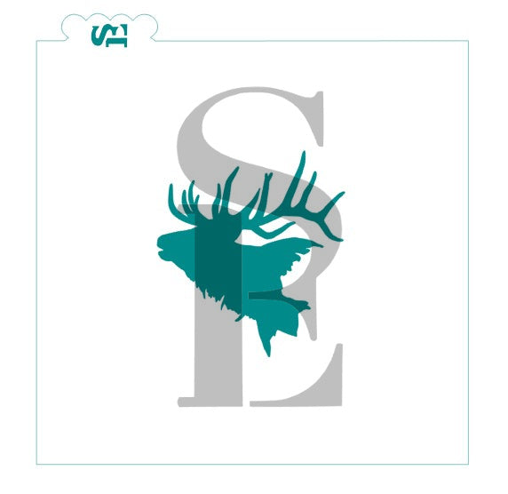 Elk Silhouette Digital Design Cookie Stencil