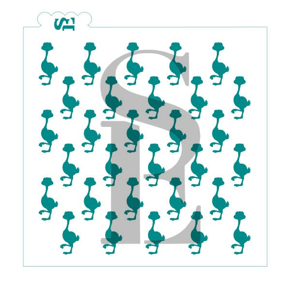 Ostrich Silhouette Background Digital Design Cookie Stencil