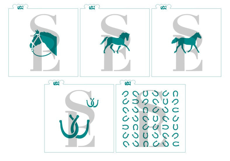 Horse Silhouette and Background Bundle Digital Design Cookie Stencil