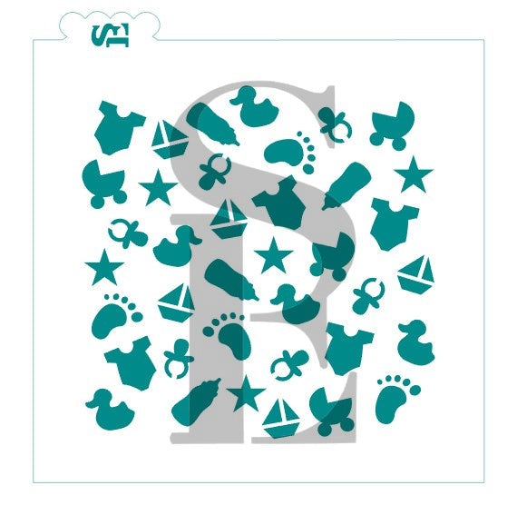 Baby Boy Background Digital Design Cookie Stencil