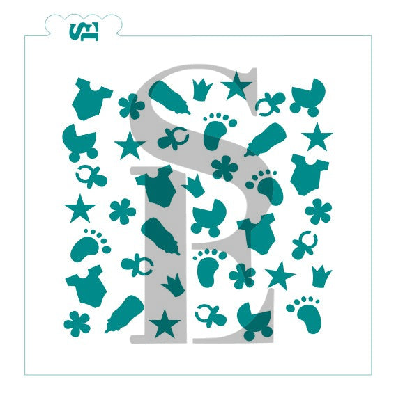 Baby Girl Background Digital Design Cookie Stencil