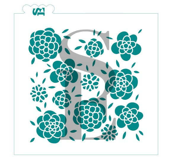 Big Blossoms Background Stencil for cookies cakes flowers digital download