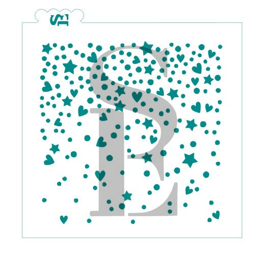 Confetti w/ Hearts and Stars Backgrounds Bundle, Single and Layered Digital Design Cookie Stencil