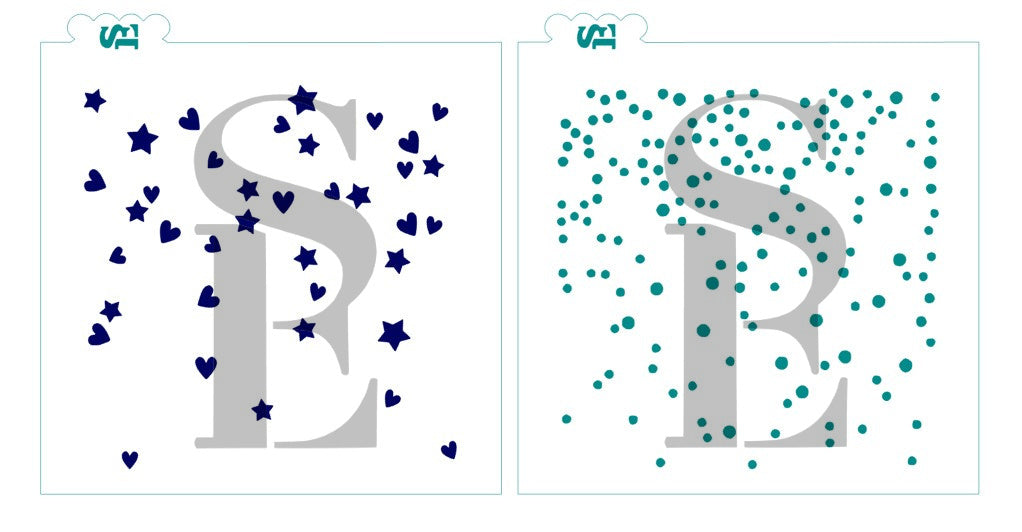 Confetti w/ Hearts and Stars Backgrounds Bundle, Single and Layered Digital Design Cookie Stencil