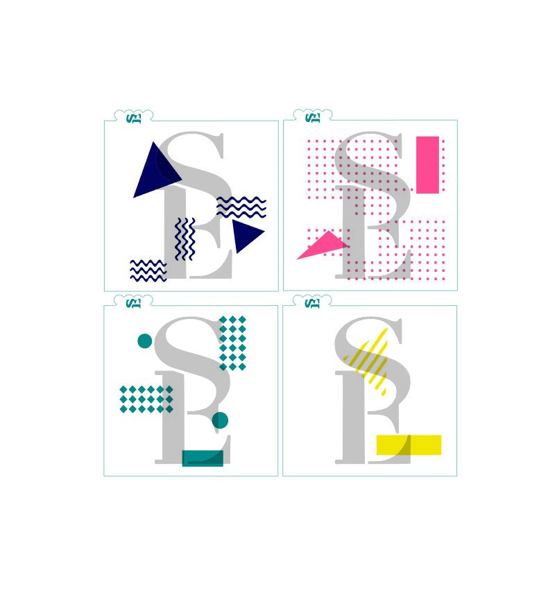 Abstract Art 4-Layer Background Digital Design Cookie Stencil Bundle