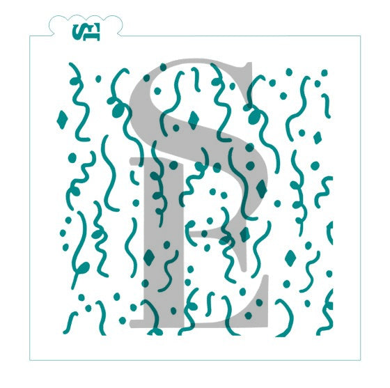 Streamers & Confetti Background Digital Design Cookie Stencil