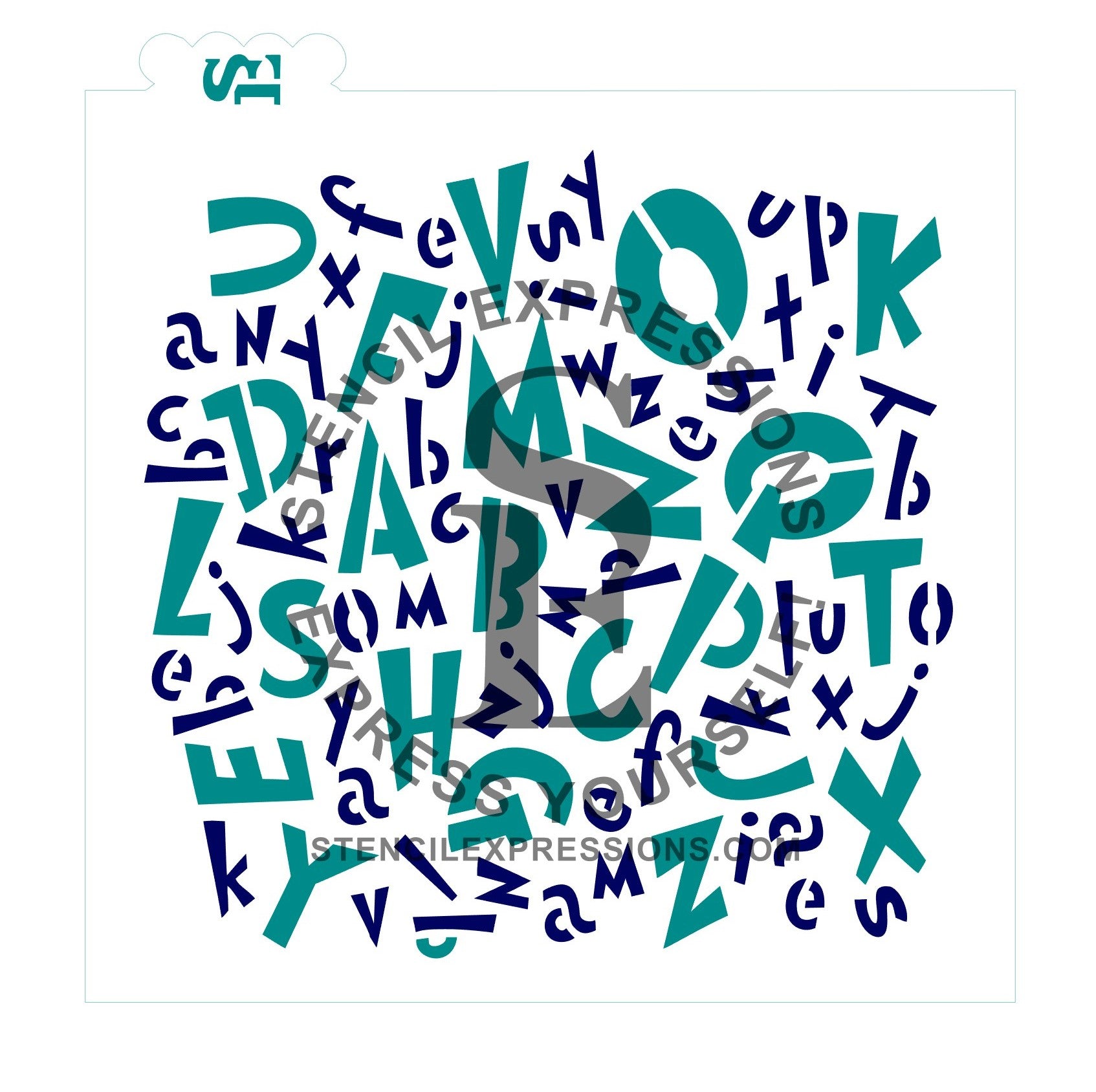 Alphabet Soup Background Stencil Digital Design Single and Layered Set of 2 included