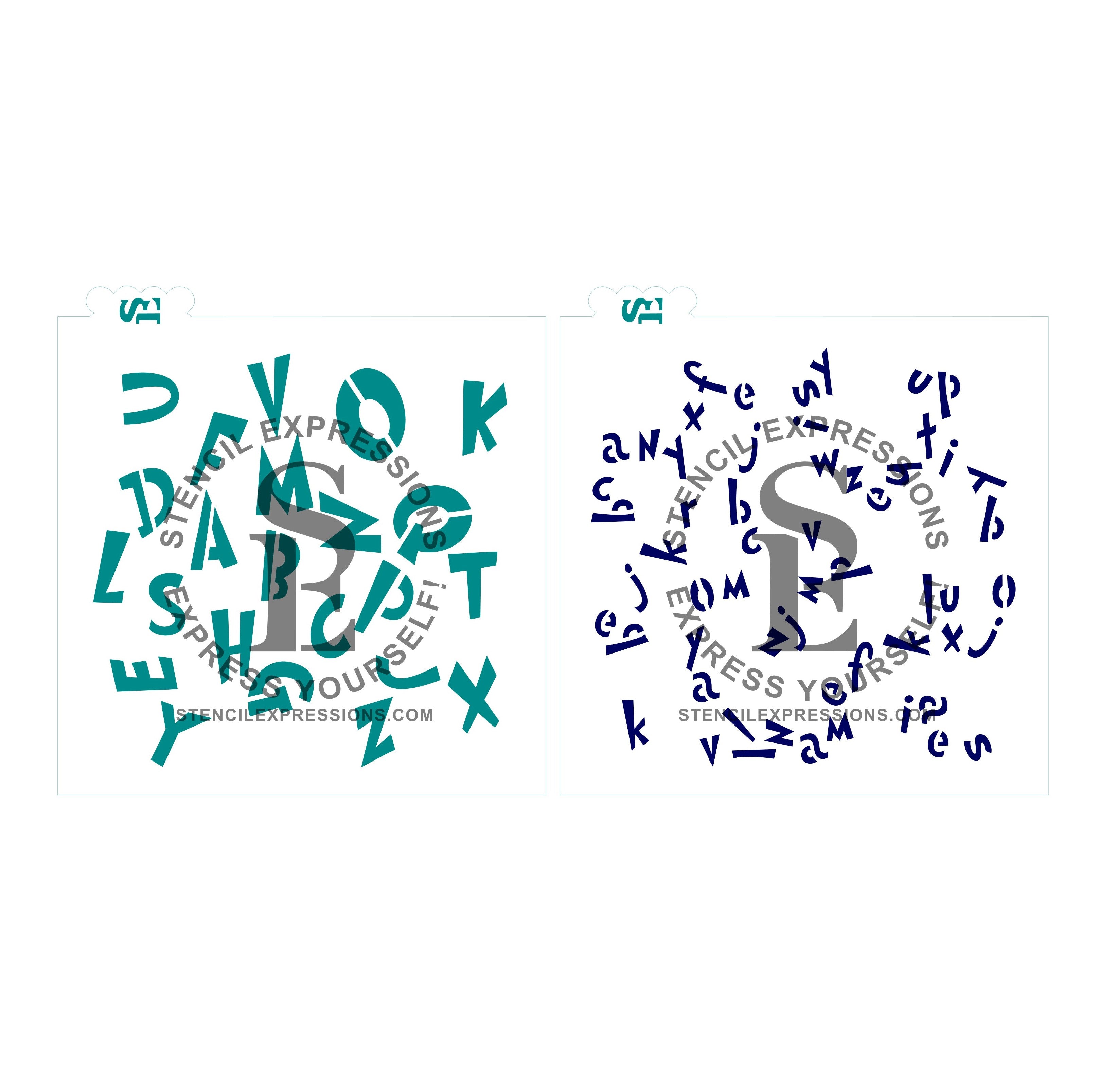 Alphabet Soup Background Stencil Digital Design Single and Layered Set of 2 included