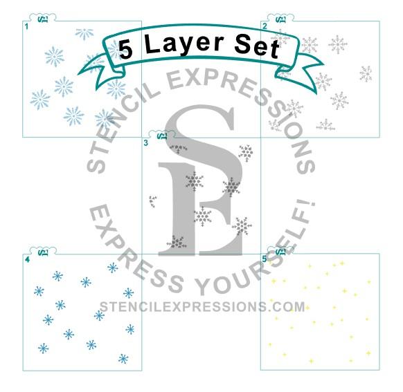 Snowflake #2 Background Digital Design, Single and Layered Versions Included *