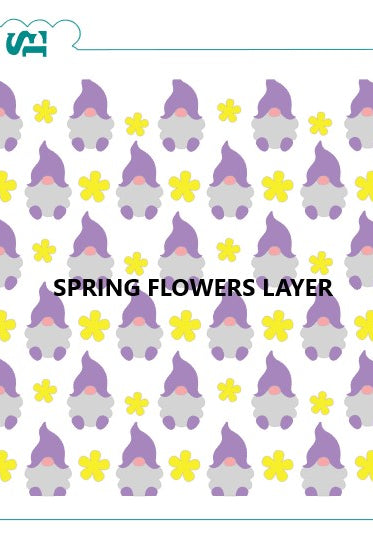 Gnomes Background Spring / Summer Flowers ADD-ON Layer Digital Stencil Design *