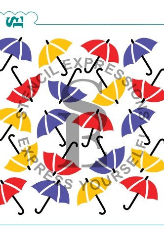 Umbrella Scatter Layered Background Digital Design