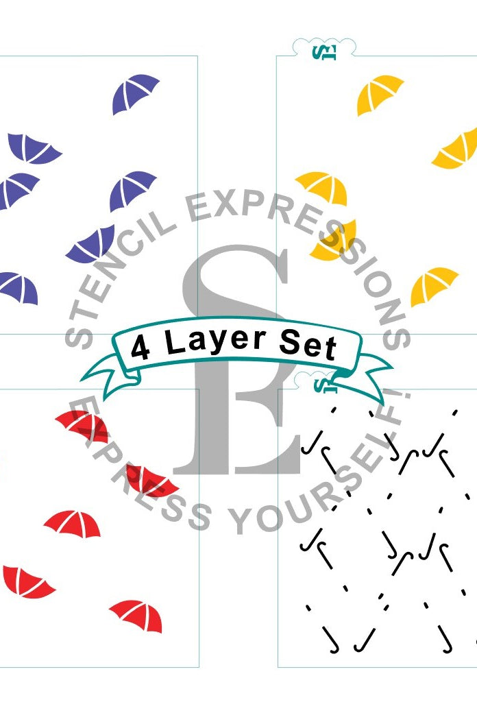 Umbrella Scatter Layered Background Digital Design