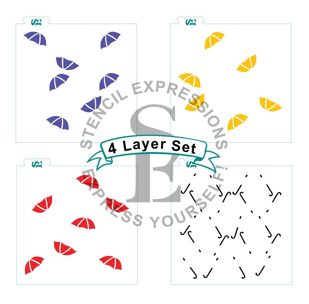 Umbrella Scatter Layered Background Digital Design