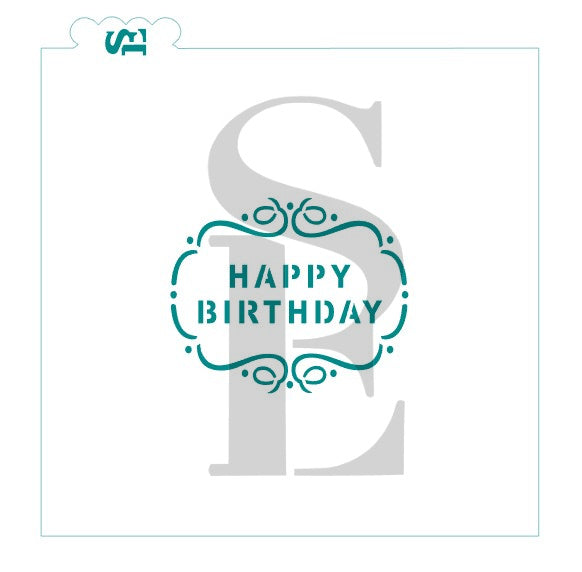 Happy Birthday Plaque Digital Design Cookie Stencil