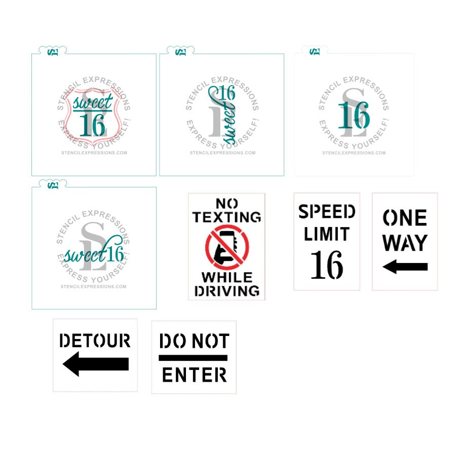 Sweet 16 and Driving / Traffic Bundle of Digital Designs