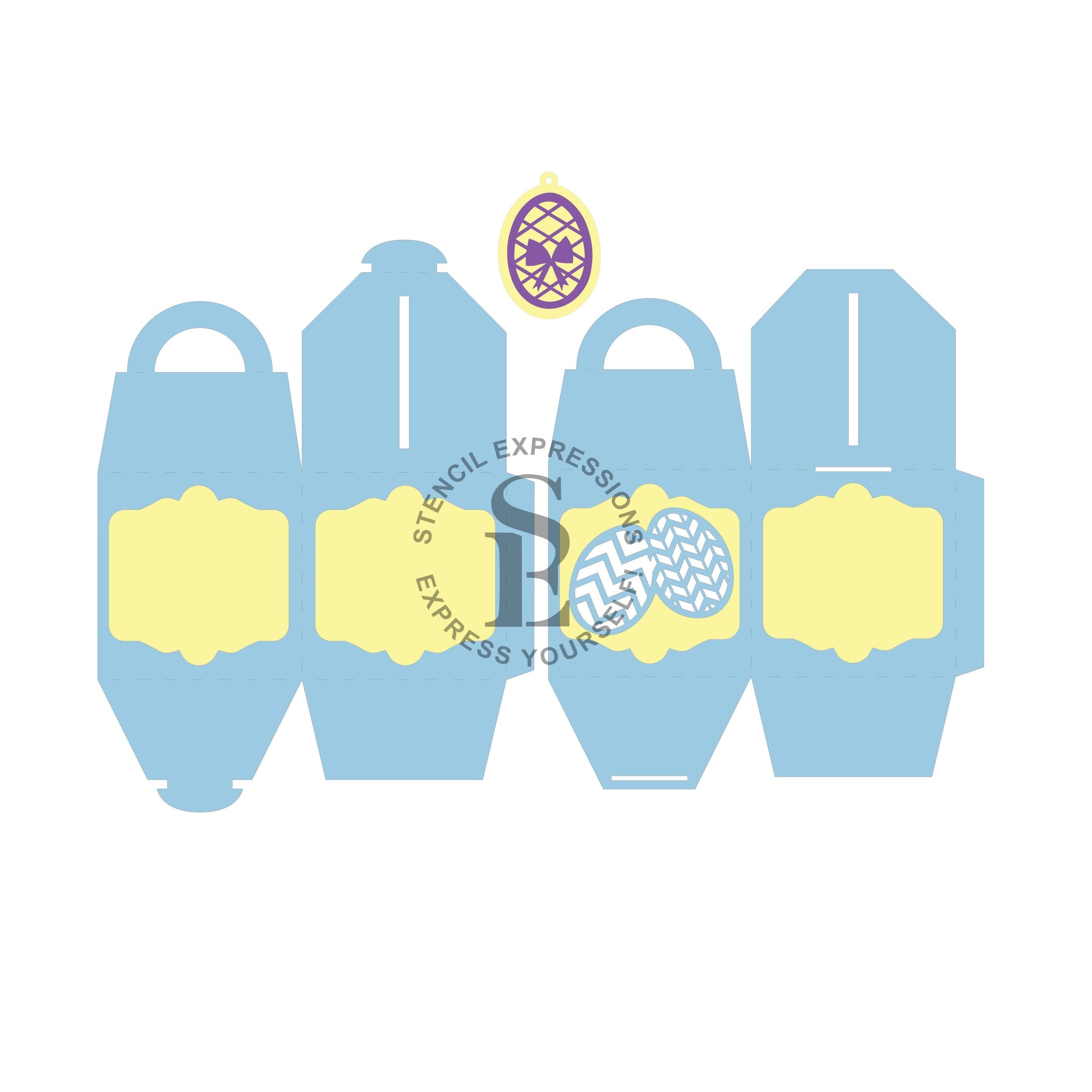 EASTER EGGS Gift Box and Tag Cut Pattern Digital Download