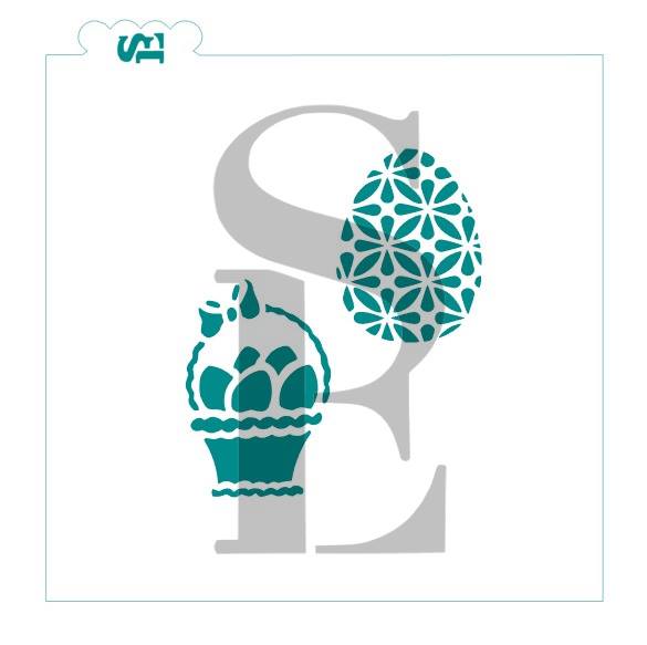 Easter Basket and Egg Mini Stencil for Cookies, Cakes & Culinary