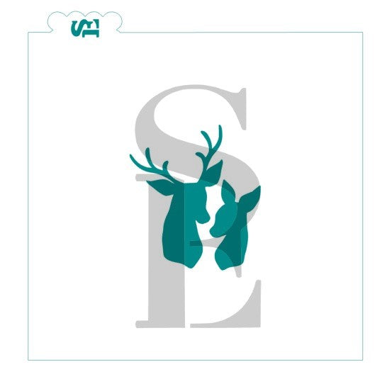 Buck and Doe Deer Silhouettes Digital Design Cookie Stencil