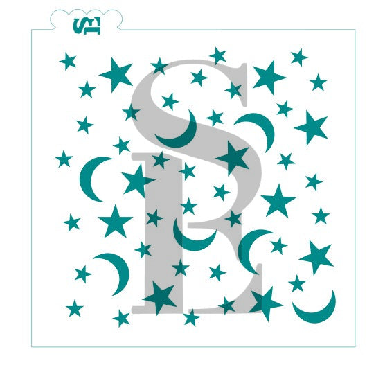 Celestial Stars and Moons Background Digital Design cookie stencil