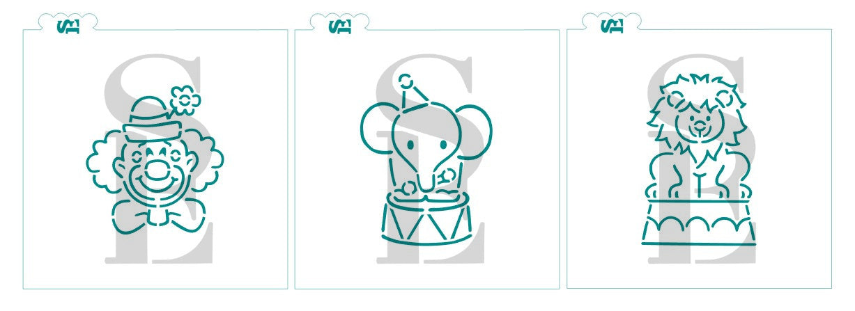 Circus Clown, Lion, Elephant PYO Bundle Digital Design cookie stencils Cookies from Steph's Sweets and Wish Upon A Cookie TX
