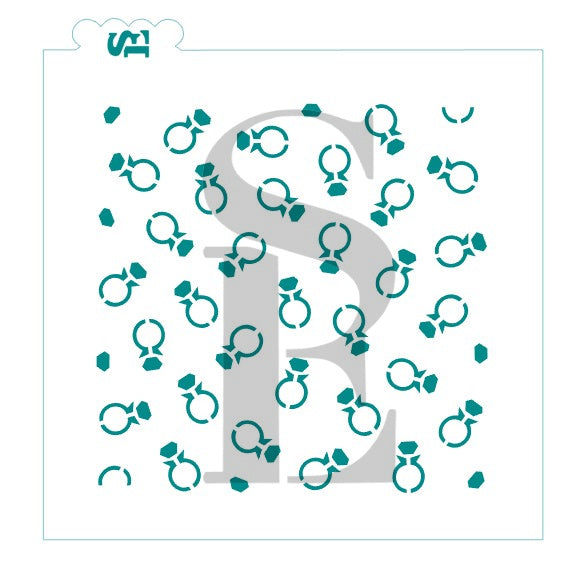 Diamond Engagement Ring Background Digital Design cookie stencil
