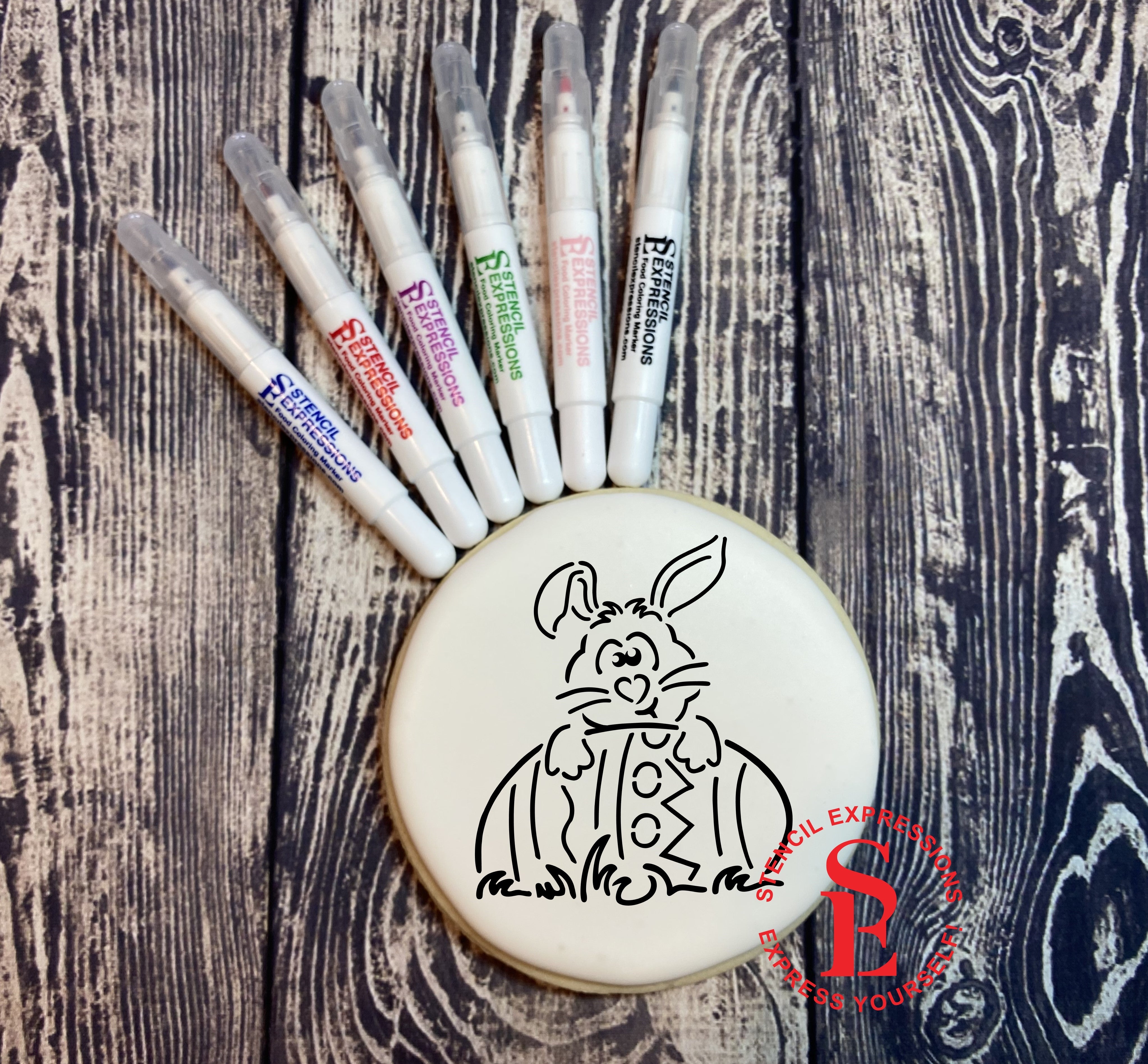 Easter Peeking Bunny PYO Stencil for Cookies, Cakes, Culinary with SE edible ink markers
