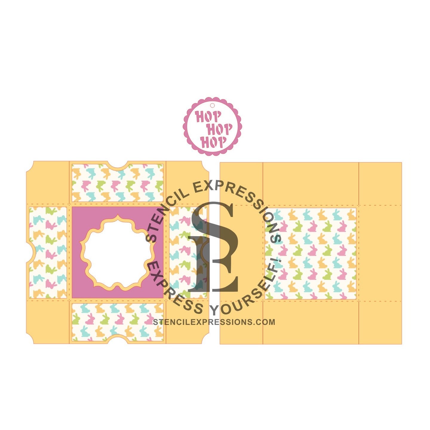 Hop Hop Hop Box and Tag Cut Pattern Digital Download