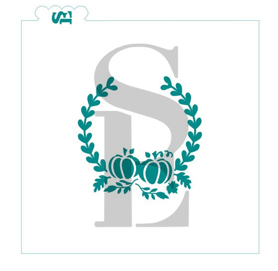 Fall Leaf and Pumpkin Wreath Digital Design Cookie Stencil