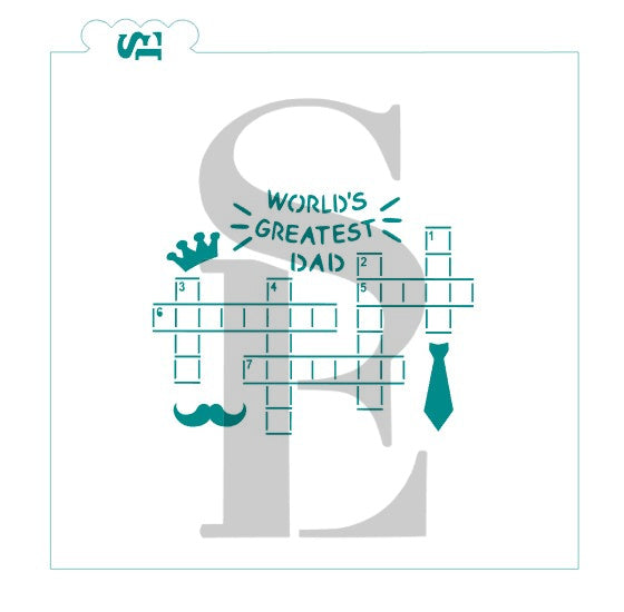 Father's Day Crossword Puzzle Stencil w/ Bonus Bag Topper & Answer Key Digital Design Cookie Stencil