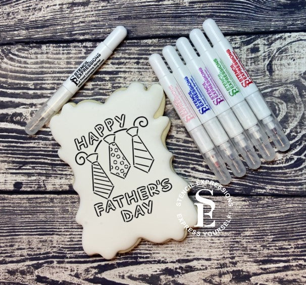 Father's Day Ties PYO Stencil for Cookies, Cakes, Culinary