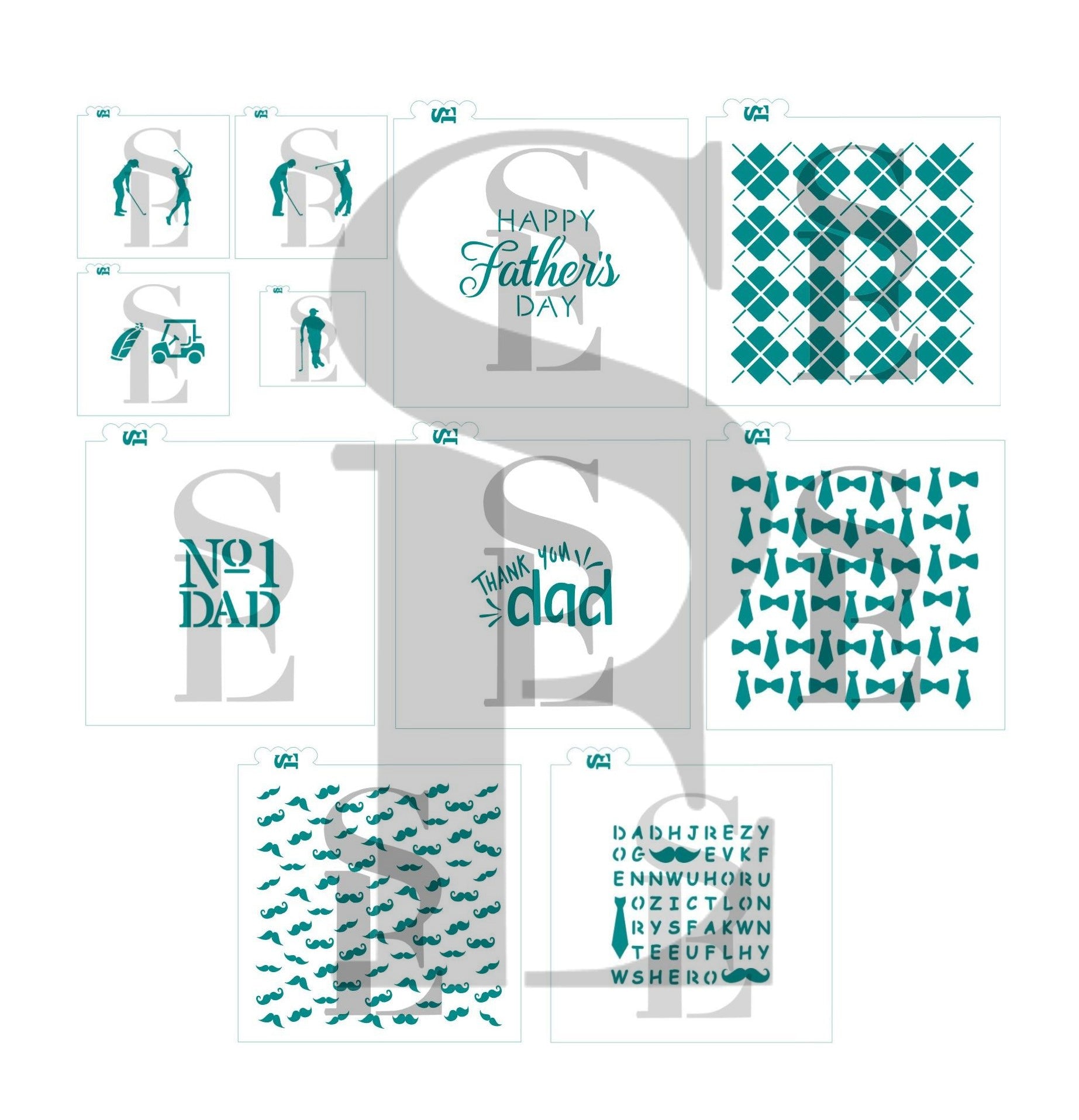 Father's Day #1 Jumbo Bundle - Golf Theme Digital Designs Cookie Stencils