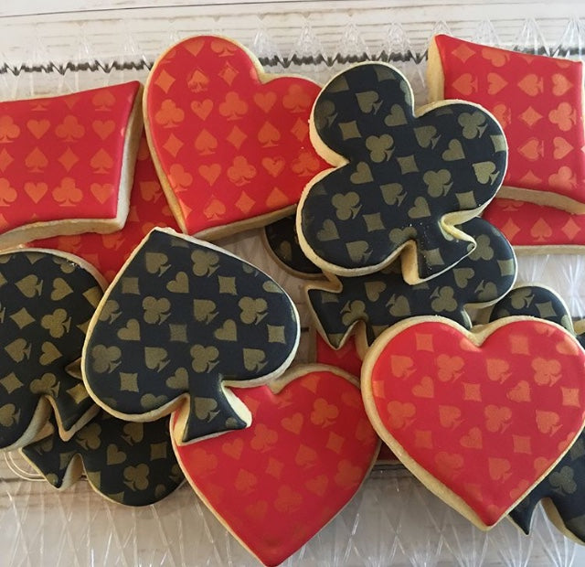 Casino Cards, Poker Chip and Suits Background Digital Design Cookie Stencil Patticakes Cookies