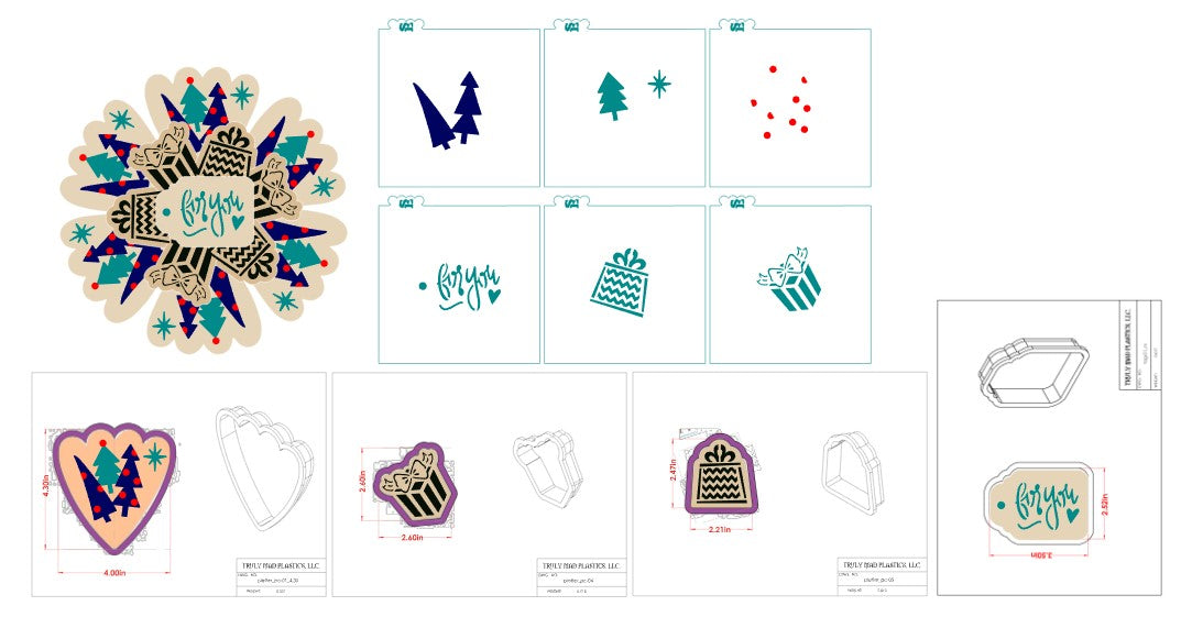 Boho Trees and Gifts Platter 6 Pc Digital Design