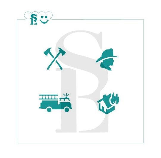 Fire Fighter Mini Cookie Stencil