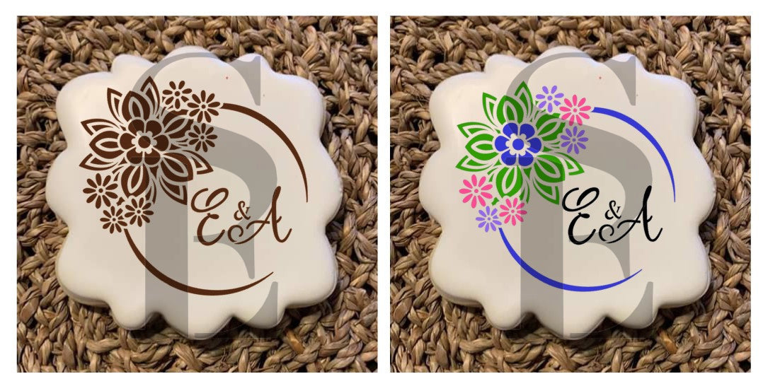 Floral Monogram Frame Single and Layered Digital Design