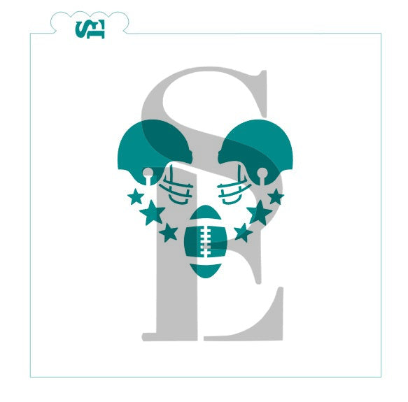 Football Love Heart Digital Design Cookie Stencil