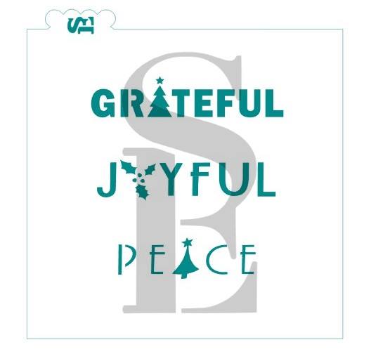 Grateful, Joyful & Peace Cookie Sticks Stencil for Cookies, Cakes & Culinary