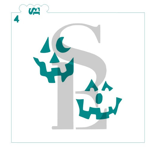 Scarecrow / Jack-O-Lantern Faces #1-4 Bundle Digital Design Cookie Stencil