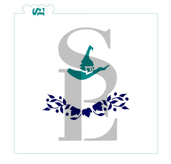 Witch Hat Swag with Vines Stencil for Cookies, Cakes & Culinary