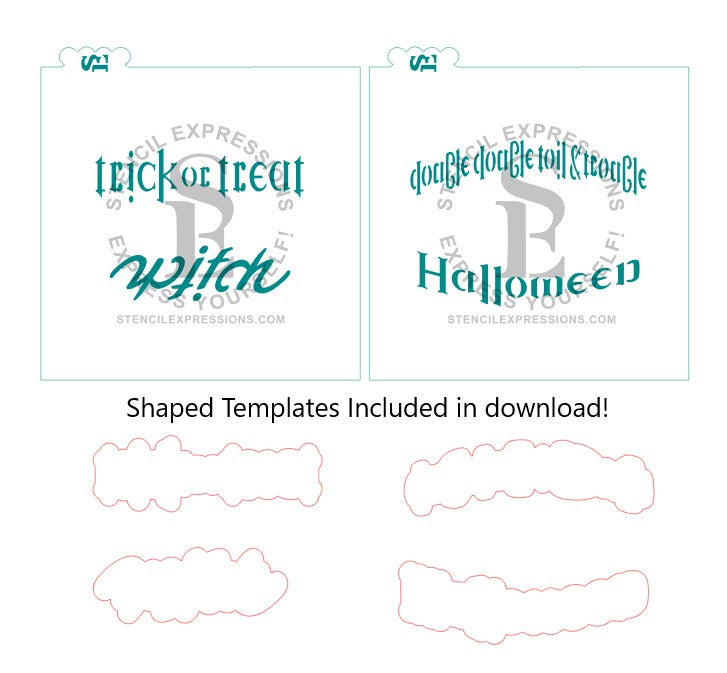 Halloween Ambigrams Stencils Digital Design Bundle Includes Templates