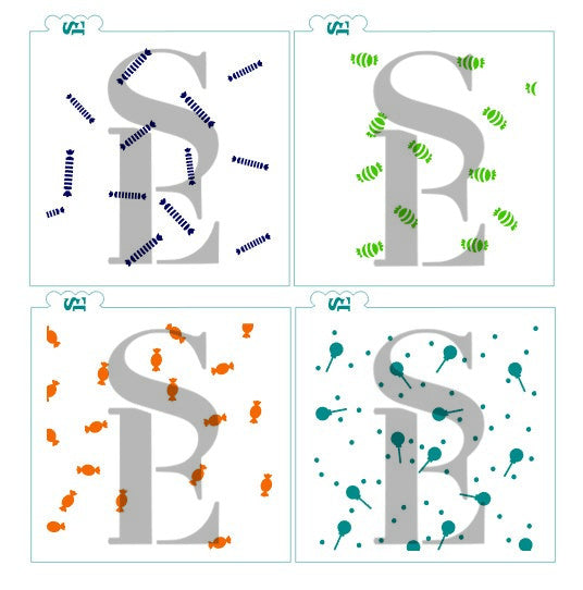 Candy Assortment Background Stencil for Cookies, Cakes & Culinary