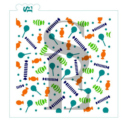 Candy Assortment Background Stencil for Cookies, Cakes & Culinary